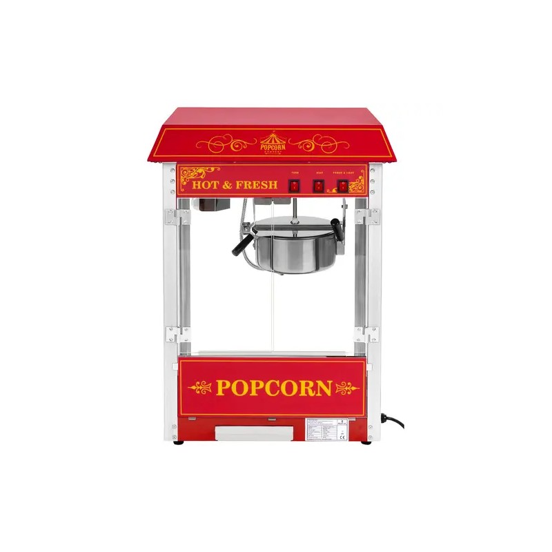 Royal Catering Popcorn-kone 1500 W, 5-6 kg/h, punainen retro-design
