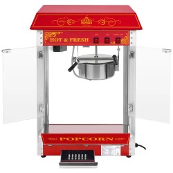 Royal Catering Popcorn-kone 1500 W, 5-6 kg/h, punainen retro-design