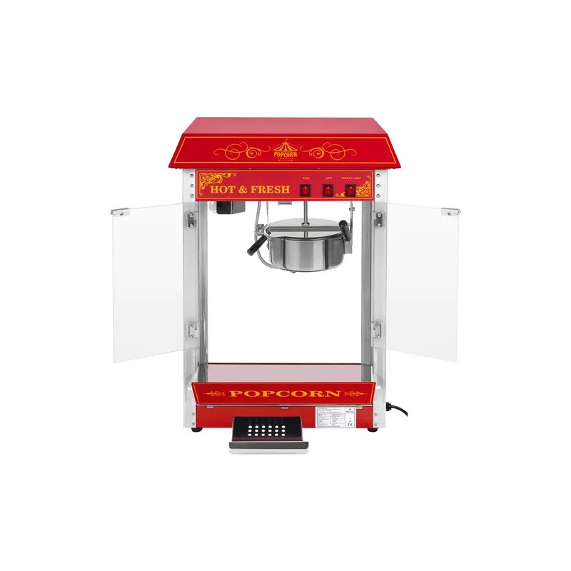 Royal Catering Popcorn-kone 1500 W, 5-6 kg/h, punainen retro-design