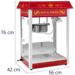 Royal Catering Popcorn-kone 1500 W, 5-6 kg/h, punainen retro-design