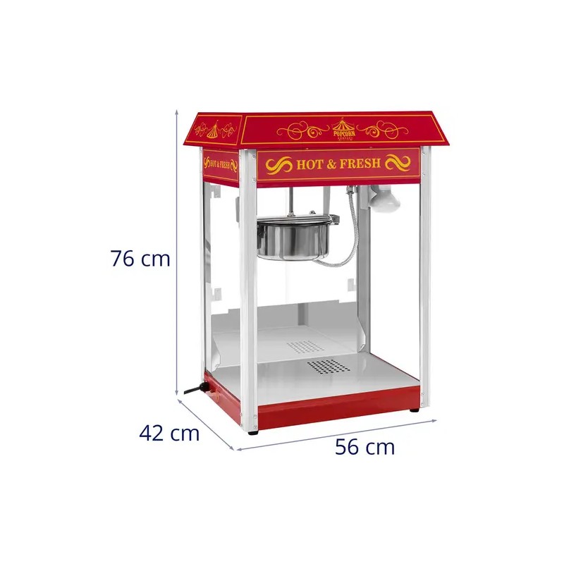 Royal Catering Popcorn-kone 1500 W, 5-6 kg/h, punainen retro-design