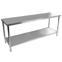 Royal Catering ruostumattomasta teräksestä valmistettu työpöytä 200 x 60 cm, 250 kg kantavuus