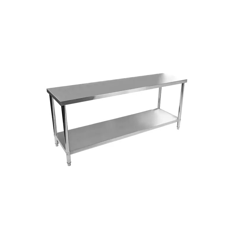Royal Catering ruostumattomasta teräksestä valmistettu työpöytä 200 x 60 cm, 250 kg kantavuus