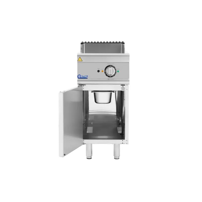 Royal Catering sähkögrilli alakaapilla 5,4 kW sileä griddle-levy 33,5 x 55 cm