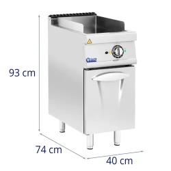 Royal Catering sähkögrilli alakaapilla 5,4 kW sileä griddle-levy 33,5 x 55 cm