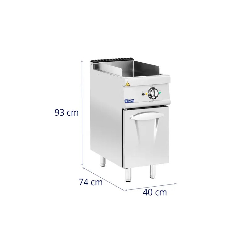 Royal Catering sähkögrilli alakaapilla 5,4 kW sileä griddle-levy 33,5 x 55 cm