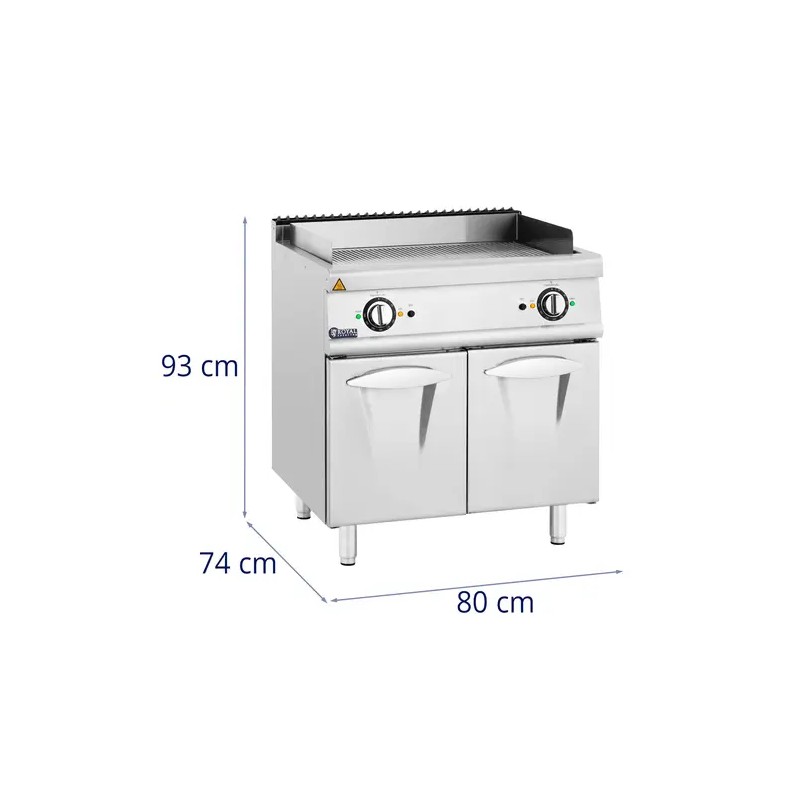 Royal Catering sähkögrilli alakaapilla, 10,8 kW, uritettu pinta