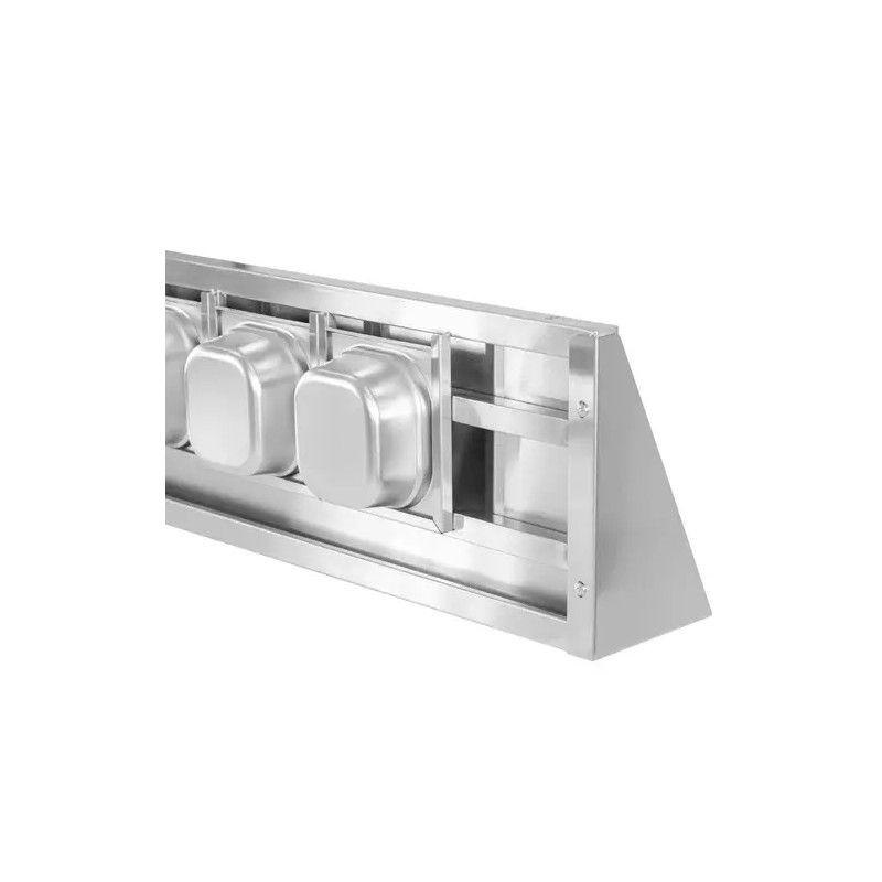 Royal Catering RCWR-5 GN1/6 maustehylly 120 cm, 5 kpl 1/6 GN -astiaa, ruostumaton teräs