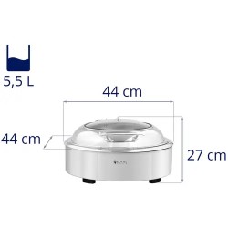 Royal Catering Chafing Dish 5,5 l pyöreä ruokalämmitin näkymällä
