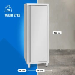 Royal Catering ruostumattomasta teräksestä valmistettu astikaappi 60 x 60 x 180 cm