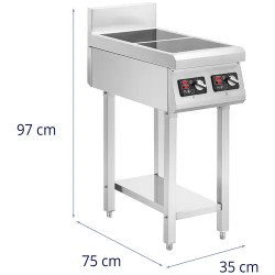 Royal Catering Induktiolevy 2 x 3500 W alustalla ja hyllyllä