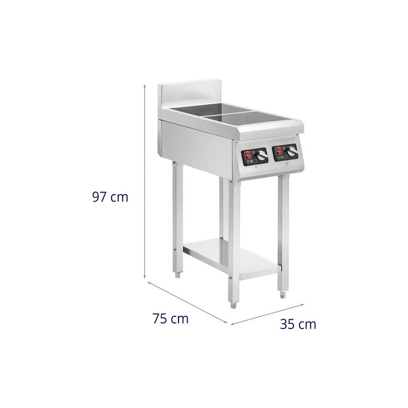 Royal Catering Induktiolevy 2 x 3500 W alustalla ja hyllyllä