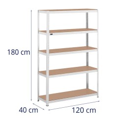 MSW metallihylly 120 x 40 x 180 cm, harmaa 14.60 kg