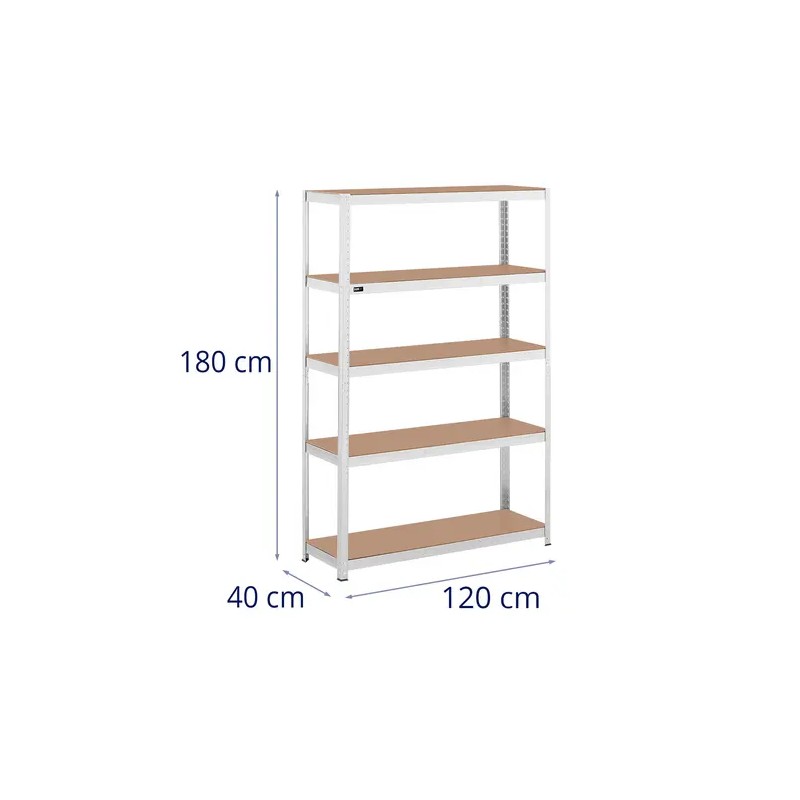 MSW metallihylly 120 x 40 x 180 cm, harmaa 14.60 kg