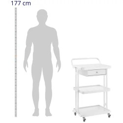 physa Kosmetiikkakärry 3 lasihyllyä ja 1 vetolaatikko, valkoinen, max 65 kg