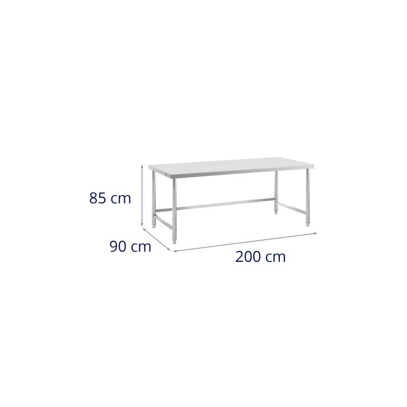 Royal Catering ECO ruostumaton työpöytä 200 x 90 cm, 300 kg