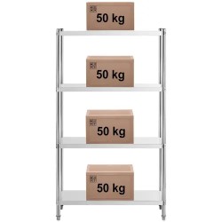 Royal Catering RCER-10040 ruostumattomasta teräksestä valmistettu hyllystö 100 x 40 x 180 cm