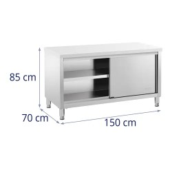 Royal Catering ECO ruostumattomasta teräksestä valmistettu työpöytäkaappi 150 x 70 cm 500 kg
