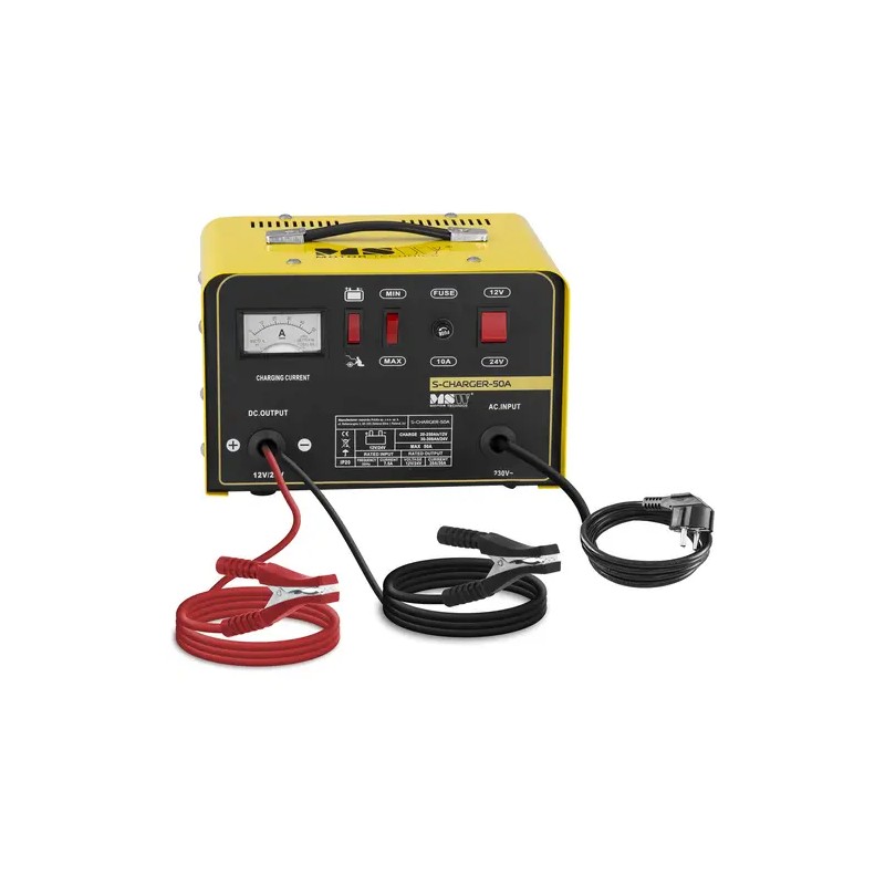 MSW S-CHARGER-50A Akkulaturi ja käynnistysavustaja 12/24 V 20/30 A 8,5 kg