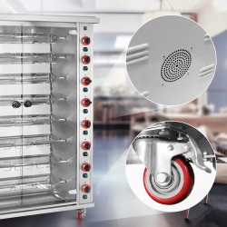 Royal Catering kaasugrilli 8 vartaalla, infrapunapolttimet, valaistus ja pyörät