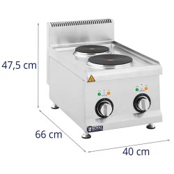 Royal Catering Elektroherd Gastro sähköliesi 4,6 kW 2 levyä pöytämalli
