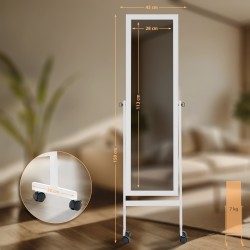 Yolanda säädettävä kokovartalon peili pyörillä, 150 cm korkea