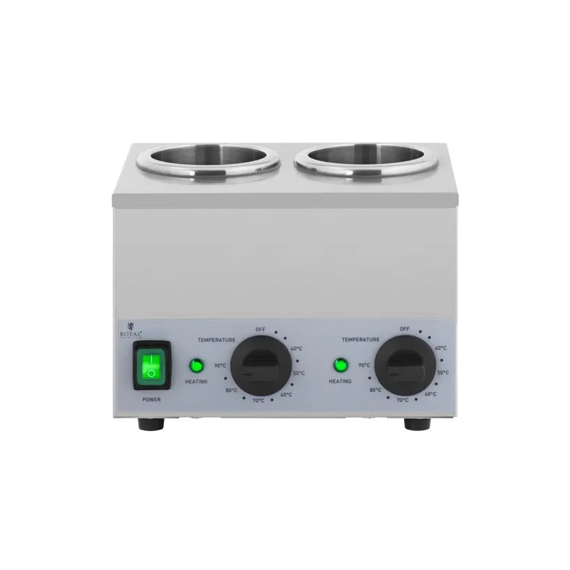 Royal Catering kastikkeenlämmitin 2 x 1 l, 40-90 °C, ruostumaton teräs