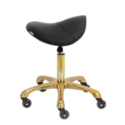 Ergonominen satulajakkara 55-70 cm 150 kg musta/kulta