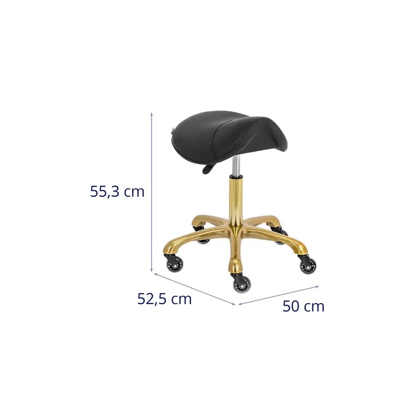 Ergonominen satulajakkara 55-70 cm 150 kg musta/kulta