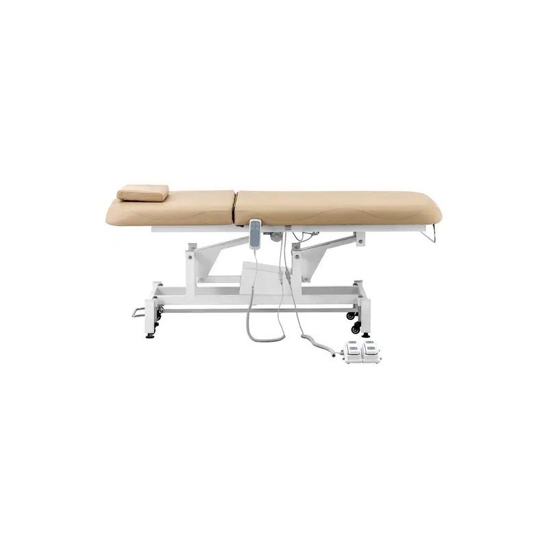 Sähkösäädettävä hierontapöytä 187 x 70 cm, 200 kg kantavuus, valkoinen/beige