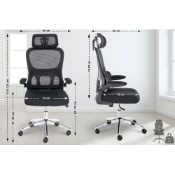 Ergonominen toimistotuoli säädettävällä niskatuella ja ristiselän tuella