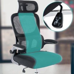 Ergonominen toimistotuoli säädettävällä niskatuella ja ristiselän tuella