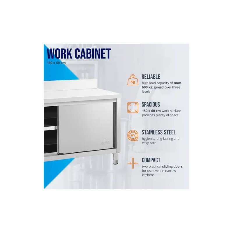 Royal Catering RCSSCB-150x60-E-B työpöytäkaappi ruostumaton teräs 150 x 60 cm