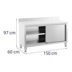 Royal Catering RCSSCB-150x60-E-B työpöytäkaappi ruostumaton teräs 150 x 60 cm
