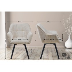 Moderni kääntyvä ruokailutuoli pehmustetulla istuimella ja metallijalustalla