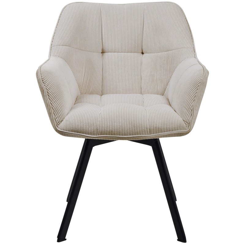 Moderni kääntyvä ruokailutuoli pehmustetulla istuimella ja metallijalustalla