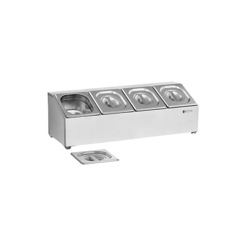 Royal Catering RCPN 4 GN-teline 4 kpl GN 1/6 -astioilla ja kansilla
