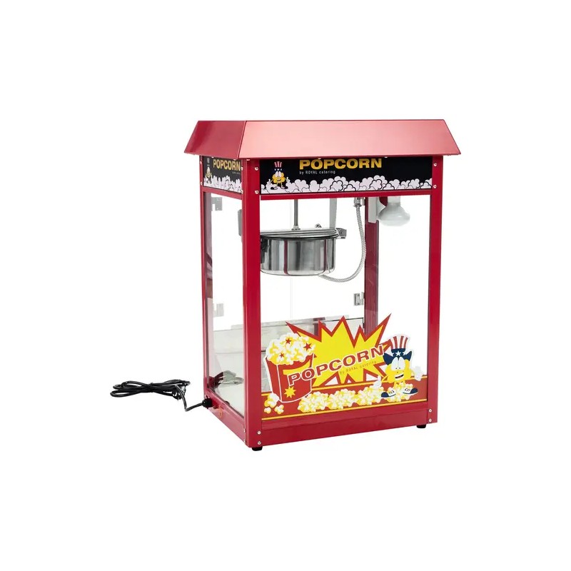 Royal Catering Popcorn-kone vaunulla, 1500 W, 5 kg/h, punainen