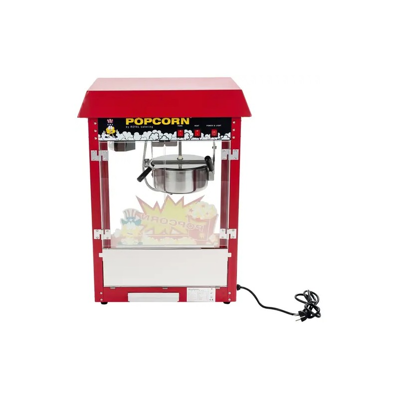 Royal Catering Popcorn-kone vaunulla, 1500 W, 5 kg/h, punainen