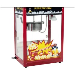 Royal Catering Popcorn-kone vaunulla, 1500 W, 5 kg/h, punainen