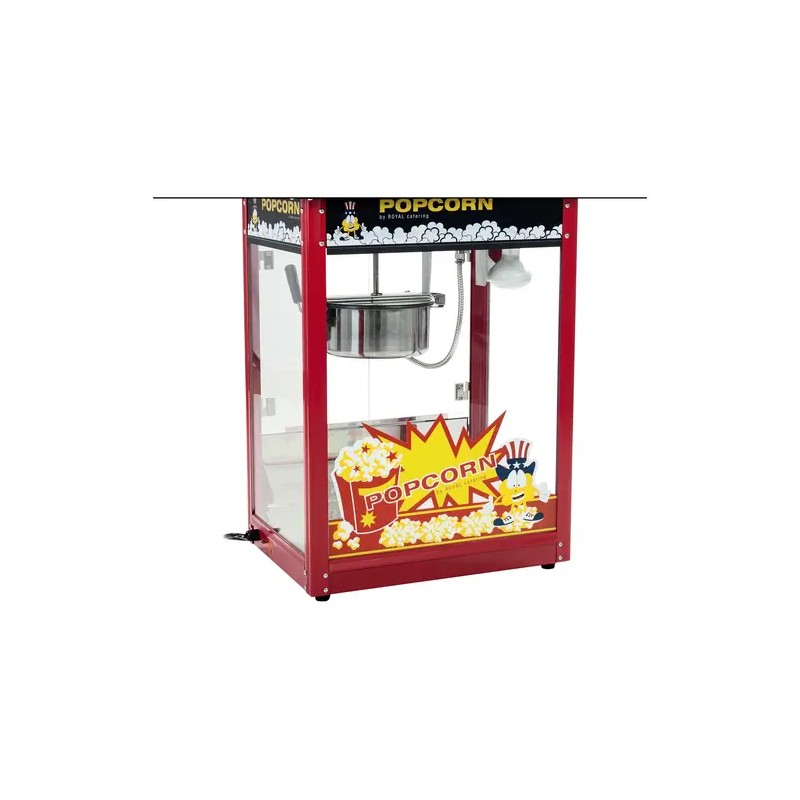 Royal Catering Popcorn-kone vaunulla, 1500 W, 5 kg/h, punainen