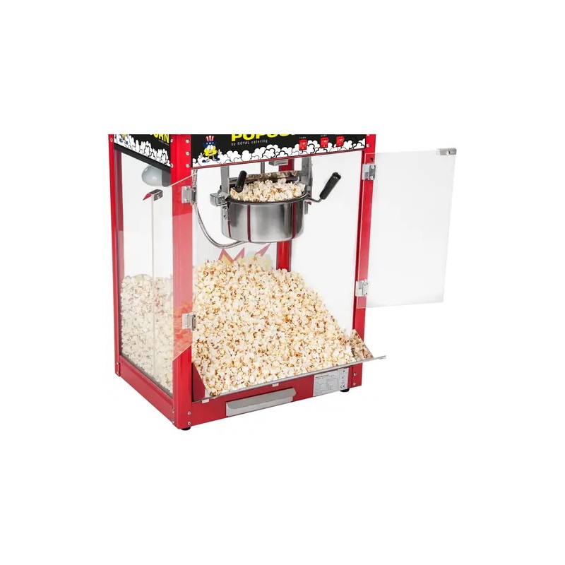 Royal Catering Popcorn-kone vaunulla, 1500 W, 5 kg/h, punainen