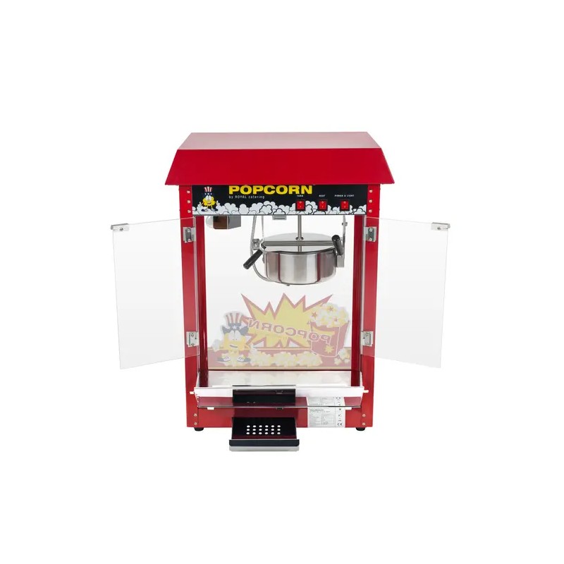 Royal Catering Popcorn-kone vaunulla, 1500 W, 5 kg/h, punainen