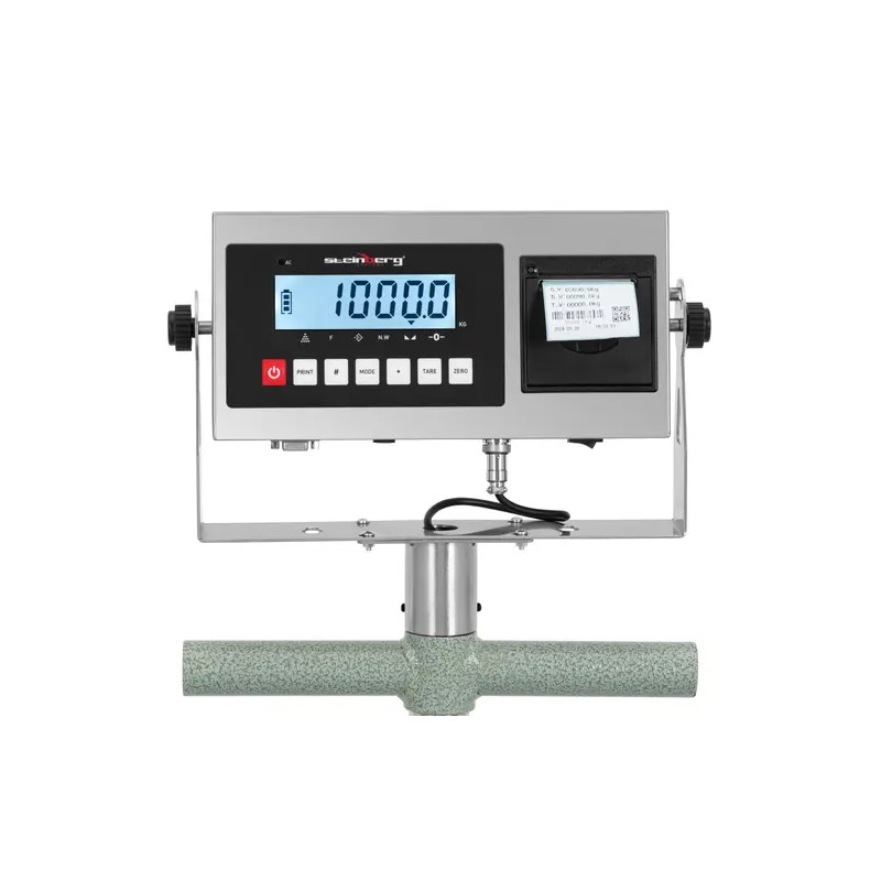 Alustavaaka 1000 kg, 60 x 80 cm, etikettitulostimella ja pyörillä