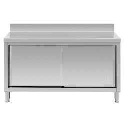 Royal Catering ECO ruostumattomasta teräksestä valmistettu työpöytäkaappi 150 x 70 cm, 500 kg