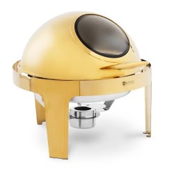 Royal Catering pyöreä ruokalämmitin 6 l kultainen näkymäikkunalla