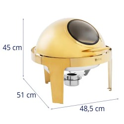 Royal Catering pyöreä ruokalämmitin 6 l, kultainen, näkymäikkunalla