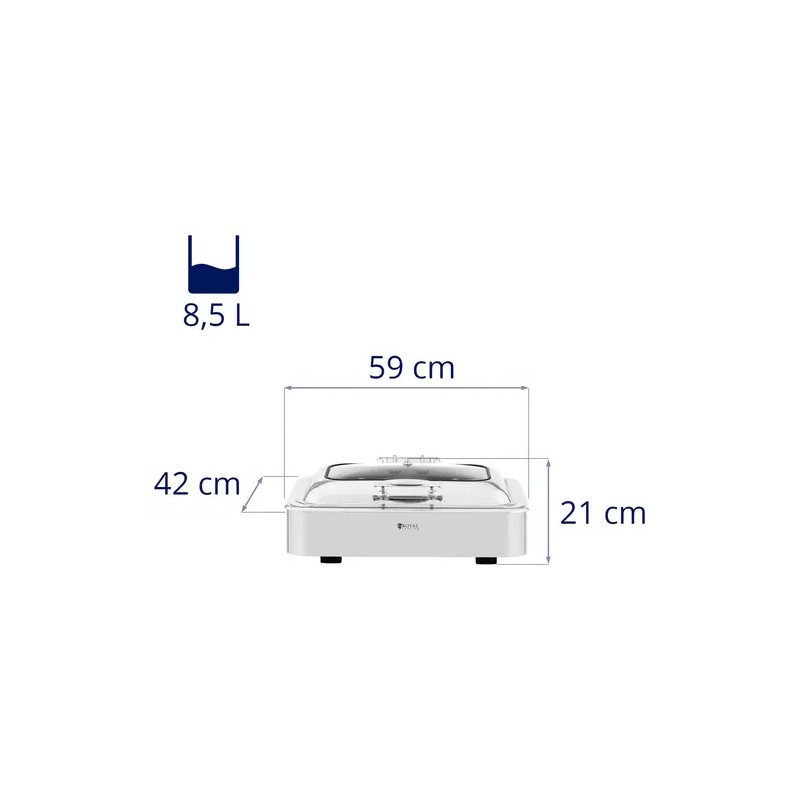 Royal Catering Chafing Dish lämpöastia GN 1/1 8,5 l lasikannella