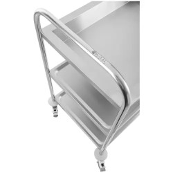 Royal Catering tarjoiluvaunu ruostumattomasta teräksestä, 2 hyllyä ja allas, 82 x 50 cm