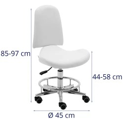 Physa RUE WHITE -rollituoli selkänojalla, korkeus 44-58 cm, valkoinen